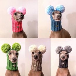 Autres fournitures pour chiens Chapeau de lévrier italien tissé à la main super mignon avec deux pompons pour chapeaux pour animaux de compagnie 231130