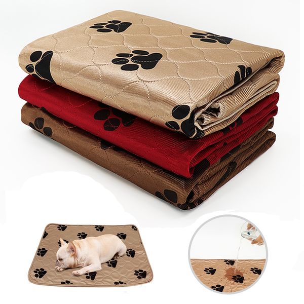 Autres fournitures pour chiens Tapis de couche imperméable pour chien Lavable Coussin d'urine pour animaux de compagnie Réutilisable Chiens Chat Couches Pads Paw Print Dogs Couverture de siège de voiture Canapé-lit Tapis 230419