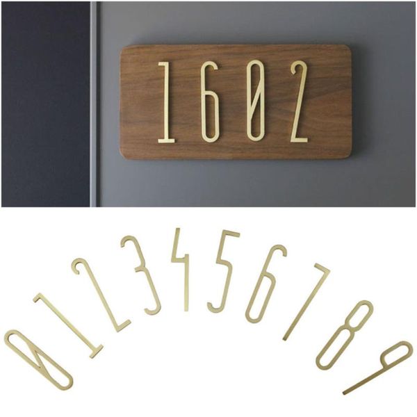 Otros herrajes para puertas 0-9 Número de casa de latón Altura 7 cm Estilo nórdico moderno Oficina El Figuras Placa Signo Apartamento Dormitorio Dirección Dígitos