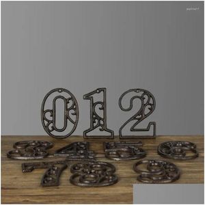 Autres quincailleries de porte Style antique Home Garden Decor Numéros de fonte Huisnummer Zwart Numero Puerta Big House Number Drop Delivery Dheiz