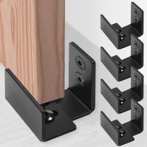 Otros herrajes para puertas L Juego de soportes de guía de granero Piso ajustable para evitar daños o lesiones Kit negro pulido de acero inoxidable D Mxhome Amuw7