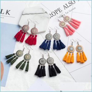 Andere Dreamcatcher Sunflower Tassel oorbel voor vrouwen Boheemse sieraden Creative Fringe Dange Drop oorbellen Verjaardagsgeschenk G602S F Del DH3W4