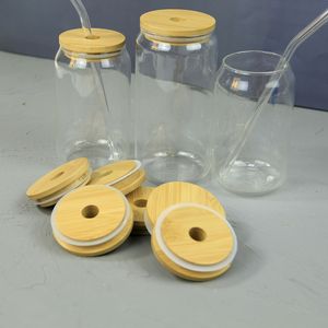 Overige drinkgerei 10 stuks Hoge kwaliteit bamboe deksels voor Mason Jar opslag inblikken herbruikbare keramische mokken Klei tank glazen drinkbekerhoezen 86 mm 230825
