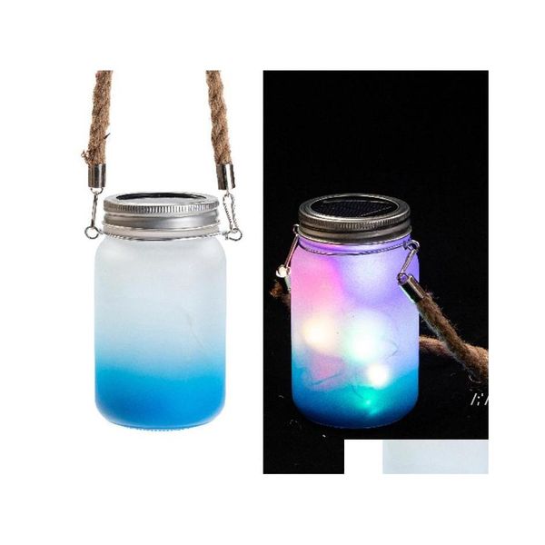 Autres boissons 15oz sublimation traitée bouteille mason dégradé corde de verre givré mticolor vin transfert de chaleur 8 couleurs par mer Pab1 Otx3R