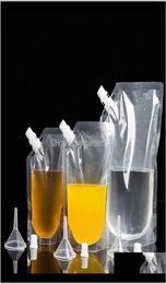 Autres boissons 250ml 400ml 500ml réutilisables pour jus avec entonnoir sac de boisson transparent pochette d'alcool Wb21805879869