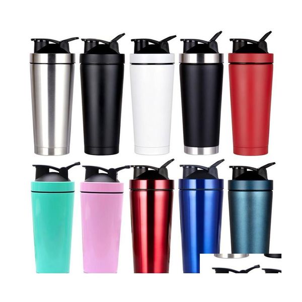 Autres boissons 750ml Shake Cup en acier inoxydable double couche protéine poudre secouant tasse sport voiture en plein air eau océan drop livraison Dhgzp