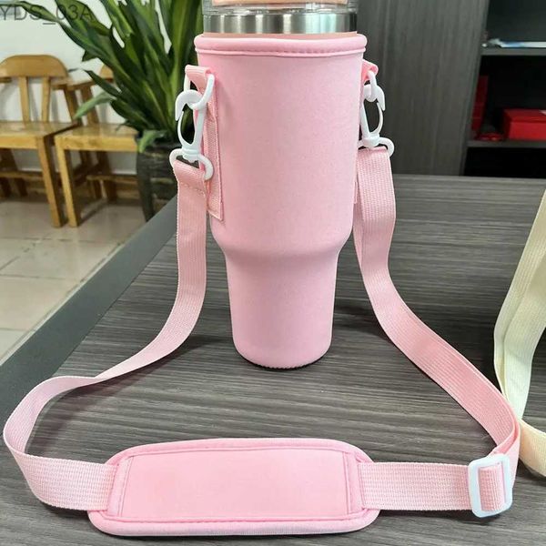 Autres verres à boissons Manchon de tasse Manchon de tasse avec sangle réglable Bandoulière réglable Porte-sac de bouteille d'eau Manchon de gobelet Sling pour 30/40 oz YQ240221