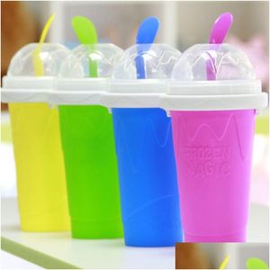 Autre Drinkware Easy DIY Smoothie tasse avec ST Magic Pinch Maker Travel Camp Portable SILE Sable Ice Crème Drop Drop Drop Livraison Home Ga Dhgkf