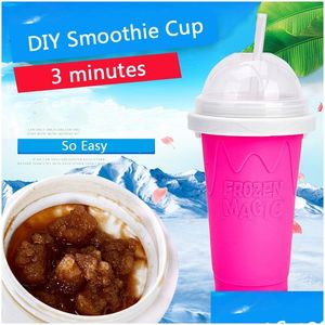 Autres verres Easy Diy Smoothie Cup avec St Magic Pinch Maker Travel Camp Portable Sile Sand Ice Cream Slush Dbc Drop Delivery Hom Dhnal