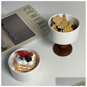 Ander drinkgerei Keramische beker in Franse stijl Drinkgerei Glaswerk Strik Cocktailbeker Dessertschaal Senior Decoratie Express Drop Delivery H Dhtfq