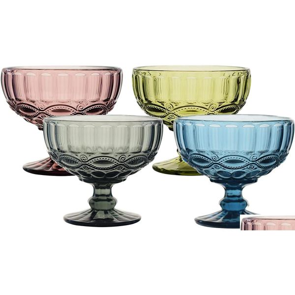 Autre Drinkware Coupe De Crème Glacée Pour Dessert Gâteau Jus 300 Ml Européen Vintage En Relief Saladier Creative Thé Verre Partie Milk Shake Dhptq