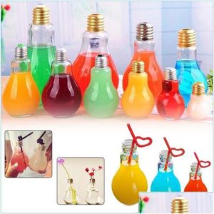 Autres boissons Verre de thé au lait ou en plastique Light BB Bouteille d'eau 100 ml 500 ml Boire du jus de fruits Conteneurs anti-fuite Lampe Drop Delive DHS71