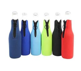 Otros vasos Funda de botella de neopreno Bolsa de manga aislada DIY Aislante de verano 330 ml Cremallera Portabotellas de cerveza SN3739