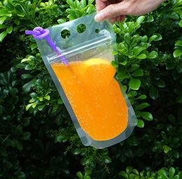 Andere drinkware Plastic Drink pouches Tassen met rietjes Herscholbare rits niet-giftig wegwerp drinkcontainer Party Servies SN2376