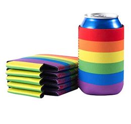 Otros Drinkware Rainbow Neoprene Cup Cover Can Beer Juice Bottle Bottle Bottle Neopreno Aislado Bolsa LGBT Can Beverages Bajor