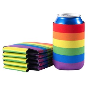 Autres Drinkware Rainbow Neoprene Cup Cover Can Beer Juice Bouteille d'eau Cover-Neoprène Sac à manches isolé LGBT Can Boissons Case Pouch SN6612