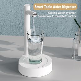 Autres boissons Distributeur d'eau de table intelligent Pompe à bouteille d'eau automatique avec base Pompe à eau à baril électrique USB 1800mAh 6 vitesses 100-1000ML 230704