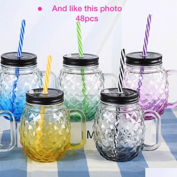 Autres buvettes UPS Wholesale 16oz 500ml Colorf Crystal Diamond Glass Buvery Tasse avec Cap Sts Drop Livrot Home Garden Kitchen, Din Dhwqt