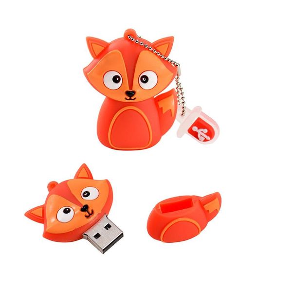 Otras unidades almacenamientos de animales de dibujos animados de animales de dibujos animados Cat Owl 64GB USB Flash Drive 8GB 16GB 32GB Lion Pendrive 2.0 Memory Stick Dinosa DHBDX