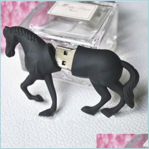 Autres disques Stockages Capacité réelle Creative Collectable Black Horse 16Gb128Gb U Disque Pen Drivel Usb Flash 2 0 Drop Delivery Compu Dhvdi