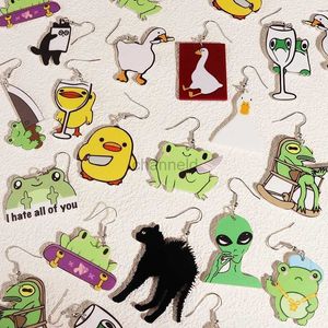 Andere oorbellen voor vrouwen meisjes hiphop schattige overdrijving speciale creativiteit sieraden cartoon dieren Alien Frog Duck Goose Cat 240419