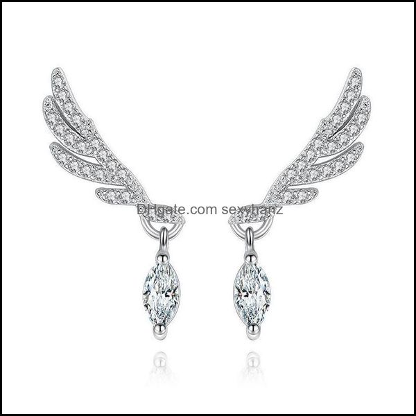 Autres boucles d'oreilles bijoux à la mode oeil de cheval aile d'ange 925 Sterling Sier goujons femme oreille G26 livraison directe 2021 Lwfvh