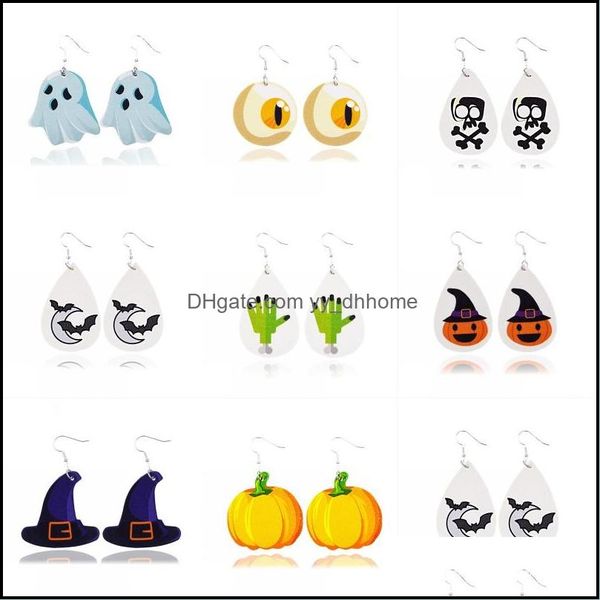 Autres boucles d'oreilles bijoux Halloween cuir pour femmes dame légère goutte d'eau lanterne imprimée boucle d'oreille mode Dhby4