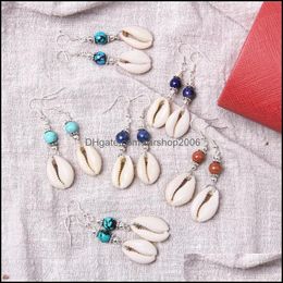 Autres boucles d'oreilles Bijoux Shell Cowrie Perles de pierre naturelle Drop Boucle d'oreille Mode Seashell Déclaration Eardrop Danglers Femmes Été Dhxjb