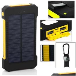 Otros componentes electrónicos Venta al por mayor 20000Mah Cargador de banco de energía solar con linterna LED Brújula Lámpara de leva Batería de doble cabeza Pan DHNML