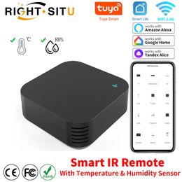 Overige elektronica A3 Tuya Smart IR-afstandsbediening met temperatuur-vochtigheidssensor voor airconditioning TV DVD AC Werkt Alexa Google Home 230829