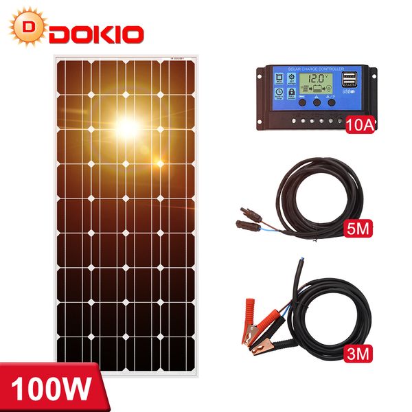 Autres appareils électroniques Dokio 18V 100W 200W 400W Panneau solaire étanche rigide Set Controller pour Home Charge 12V Batterie de voiture Monocristallin Chine 230715