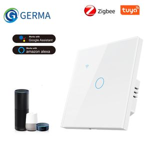 Overige elektronica GERMA Tuya Zigbee Smart Light EU-schakelaar met Luxuray glazen paneel Aanraaksensor Leven APP Werk Alexa Google Home Alice 230829