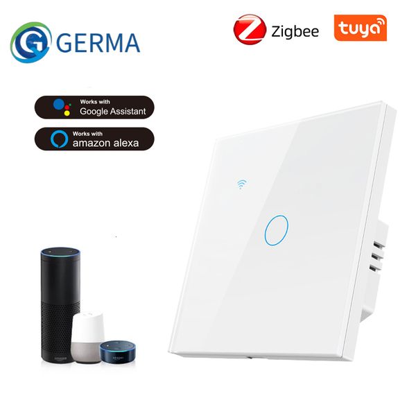 Autres appareils électroniques Germa Tuya Zigbee Smart Light EU Switch avec panneau de verre de luxe Capteur tactile Life APP Work Alexa Google Home Alice 230829