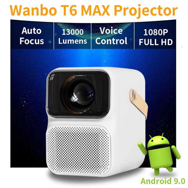 Autres appareils électroniques Autres accessoires Wanbo T6 MAX Projecteur 4K 1080P Android 90 Mini 13000 Lumens 5G WiFi AI Voice pour Office Home Cinema 230715