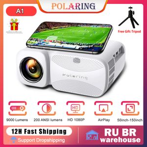 Autre électronique Polaring A1 Projector 1080P HD 4K Mini Video Projector 200Ansi 9000 Lumens Home Cinema Proyector Camping Outdoor 230731