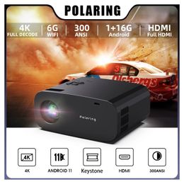 Autres appareils électroniques Polaring P7 Pro 16G 1080P Projecteur Android 4K Projetor Dual 6G Wifi BT 300Ansi Cinema Home Keystone Proyector 231117