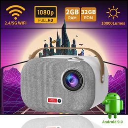 Autres appareils électroniques Q1 Pro Mini projecteur 4K Android 9 0 Full HD 1080P 10000 Lumens Smart Wifi 2 32G LED Vidéo Home Cinéma portable 231117