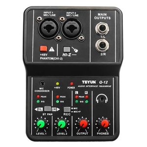 Andere elektronica TEYUN Q-12 Geluidskaart Audio Mixer Geluidskaart Console Bureausysteeminterface 4-kanaals 48V Power Stereo Computergeluidskaart 230713