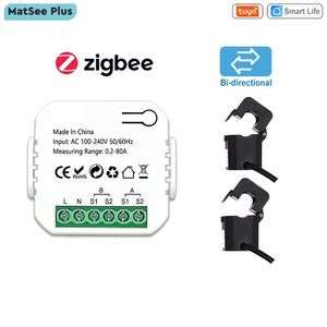 Overige elektronica Tuya Smart ZigBee Energiemeter Bidirectioneel 1 2 Kanaals met Stroomtransformator Klem App Monitor Vermogen 80A 110V240V 5060Hz 230927