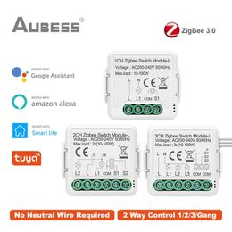 Andere elektronica Tuya Zigbee Smart Switch Geen neutrale draad vereist 123 Gang-ondersteuning 2-wegbediening Werkt met Alexa Google Home Alice 230927