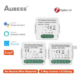 Andere elektronica Tuya Zigbee Smart Switch Geen neutrale draad vereist 123 Gang-ondersteuning 2-wegbediening Werkt met Alexa Google Home Alice 230927