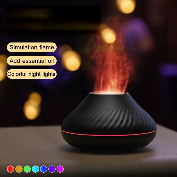 Diffuseur d'aromathérapie volcanique USB humidificateur d'air à brume fraîche ultrasonique électrique avec diffuseur d'huile essentielle de lumière de flamme de 7 couleurs 230826