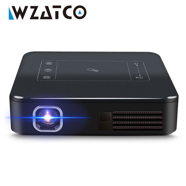 Otros dispositivos electrónicos WZATCO D13 Android Mini Pocket Projector 4K Smart Pico DLP Portable LED WIFI Built in Battery Home Theater Beamer Proyector 230731