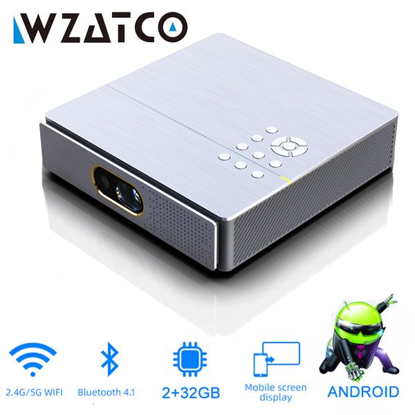 Otros productos electrónicos WZATCO S5 HD 4K Real 3D DLP Proyector con Zoom Auto Keystone Android 9 0 WiFi LED Proyector portátil inteligente Bluetooth Airplay 230731