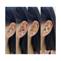 Otros Aretes de perforación de flores eternas Conjunto de joyas Ear Cuff Cler Hook Earring Charm Pearl Clip Cartílago Studs para mujeres niñas Drop D Dhcj0