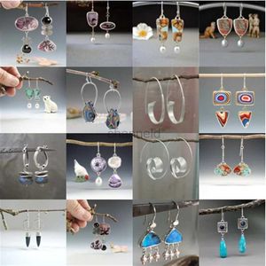 Autres éreintes d'oreille tribal ethnique Rines d'oreille antique couleur argent en métal Intrède pierre vintage boules d'oreilles pour femmes bijoux de fête en gros 240419