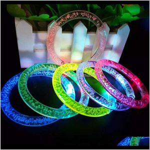 Autre événement Festive Home Gardenled Glitter Bracelet Bandgle Led Crystal Gradient Color Hand Ring Acrylique Glow Flash Light Sticks Party Dan