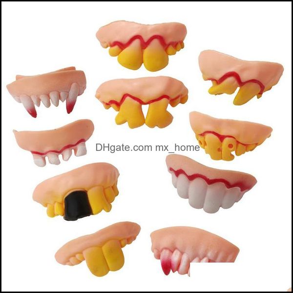 Otro evento Festivo Suministros para fiestas Hogar Jardín 10 Unids / set Dientes de dentadura divertidos Decoración de Halloween Prop Juguete Bromas prácticas Interesante Pra