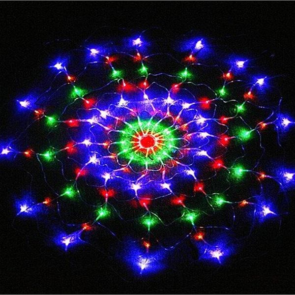 Otros suministros para fiestas de eventos 1,2 m 120 LED 8 modos AC 220 V Colorida telaraña LED Luces de cadena de hadas Festival Diseño de fiesta El candelabro Luces de red 231214