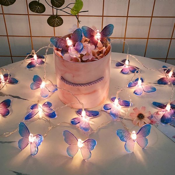 Autres fournitures de fête d'événement 1,5 m 10 LED papillon lumières chaîne batterie extérieure fée nuit lampe chambre guirlande rideau Gitls Brithday décor de mariage 231023